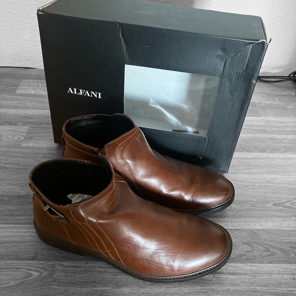 Alfani Rogan Tan Side Zip Ankle Boots